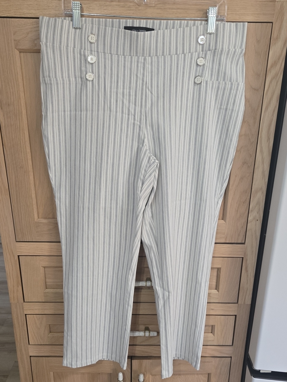 Striped Ankle Pants - Cream & Gray BNWOT